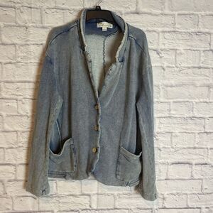 Vintage Havanah Coastal Cozy Boho Faded Pique Knit Blazer Size Medium